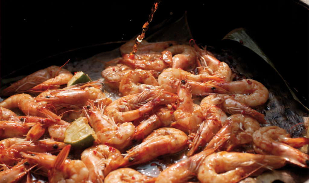 Langostinos tigre con jerez y vinagre negro